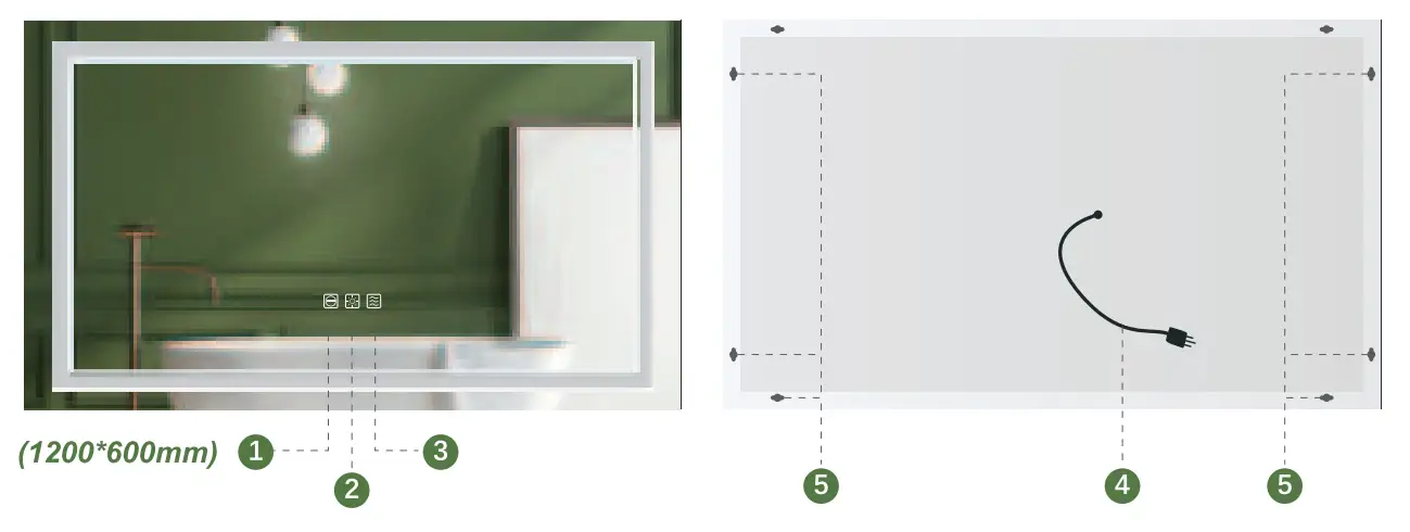 HOMEDEPOT SXB2347 47.24 Inch H Rectangular Frameless Anti-Fog Dimmable Wall Bathroom Vanity Mirror - fig 6