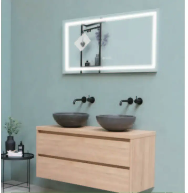 HOMEDEPOT SXB2347 47.24 Inch H Rectangular Frameless Anti-Fog Dimmable Wall Bathroom Vanity Mirror