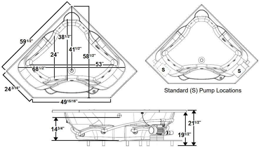 Laurel-Mountain-Markham-60-X-60-Inch-Drop-In-Acrylic-Corner-Combo-Bath-FIG 1