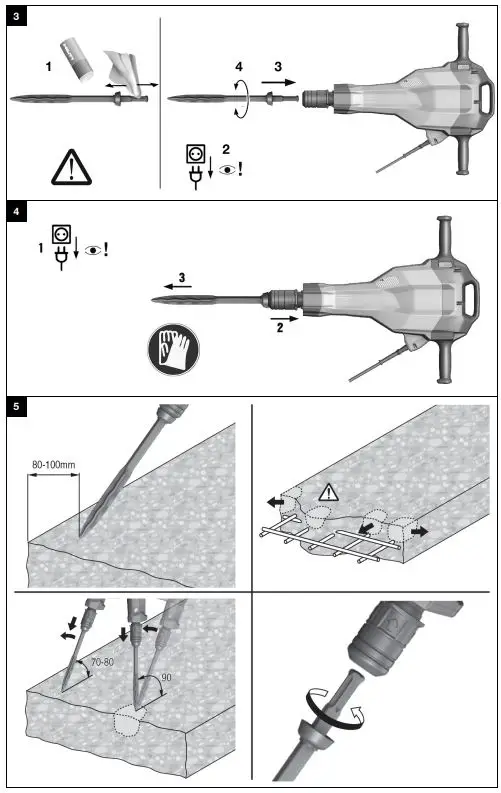 HILTI TE 2000-AVR Cordless Demolition Hammers User Manual - Fig 3,4,5