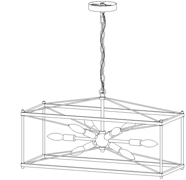 ZEVNI L32ARYUEW4799S48 Byran 8-Light Black-Gold Modern-Contemporary Cage Chandelier Instruction Manual - IMAGE FOR FINISHED PRODUCT