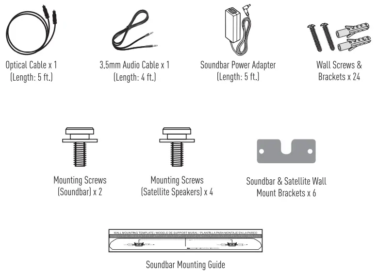 Nakamichi Shockwafe Pro 7.1 eARC with Dolby Atmos Soundbar - package contents2