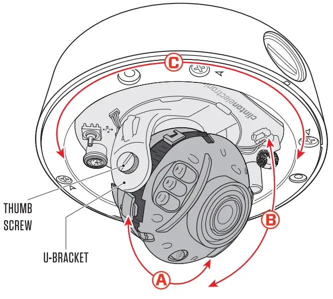 Clinton Electronics VX IR Series Vandal X Outdoor Dome Camera - CAMERA ANGLE ADJUSTMENT