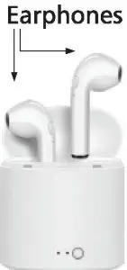 Stereo Mini Earphones and Charging Station and Microphone Image