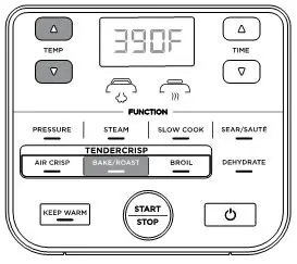 Ninja OP300 Foodi Tendercrisp Pressure Cooker - Press the BAKE,ROAST button