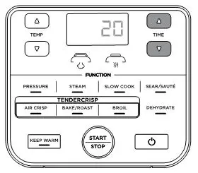 Ninja OP300 Foodi Tendercrisp Pressure Cooker - Use the up and down TIME arrows
