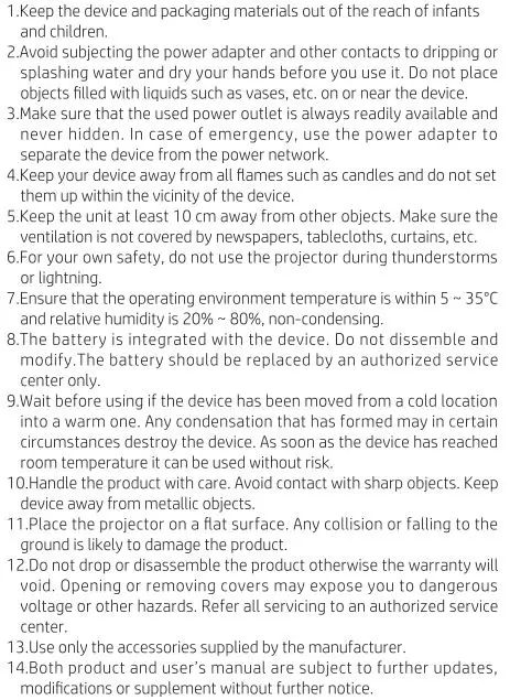 hp IMP2000 Pro DLP Projector User Manual - Safety Notice