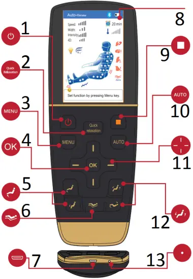 KYOTA M888 Kokoro 4D Massage Chair remote