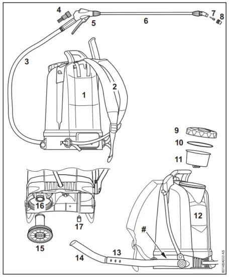 STIHL SG 51 Backpack Manual Sprayer - Main Parts