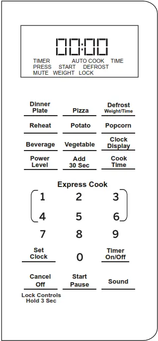 Midea EM925A2GK P0RA Microwave Oven - Control buttons