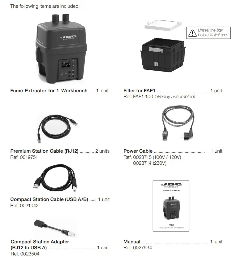 JBC FAE1-1B FAE1 Fume Extractor for 1 Workbench - figure 1