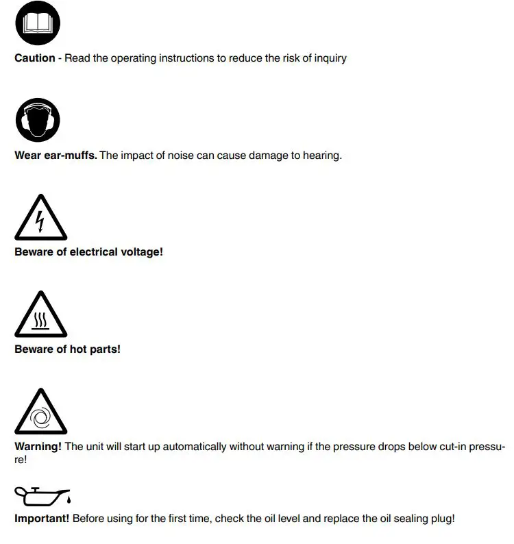 Einhell TC-AC 400 Air Compressor for kit Instructions - Symbol