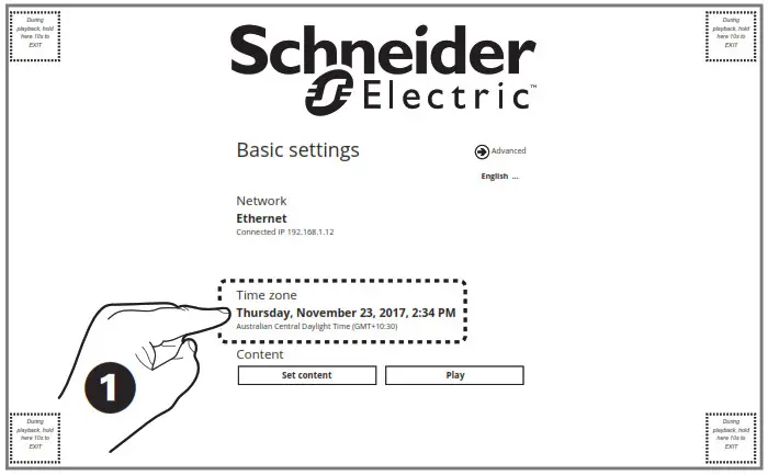 Schneider Touch Panel -time zone