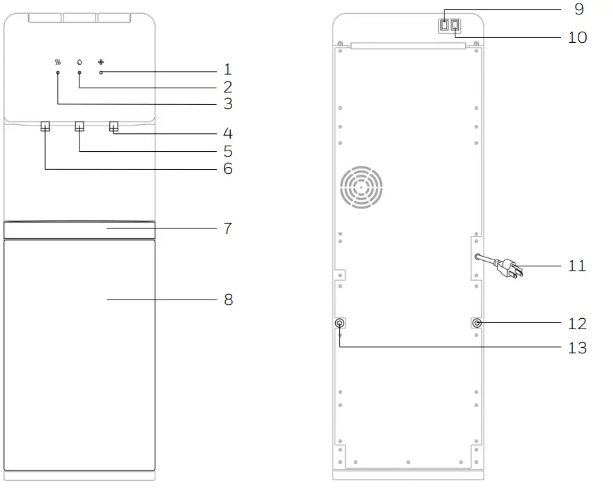 Honeywell HWDT-510W Compact Top-Load Tri-Temperature Water Cooler Dispenser parts