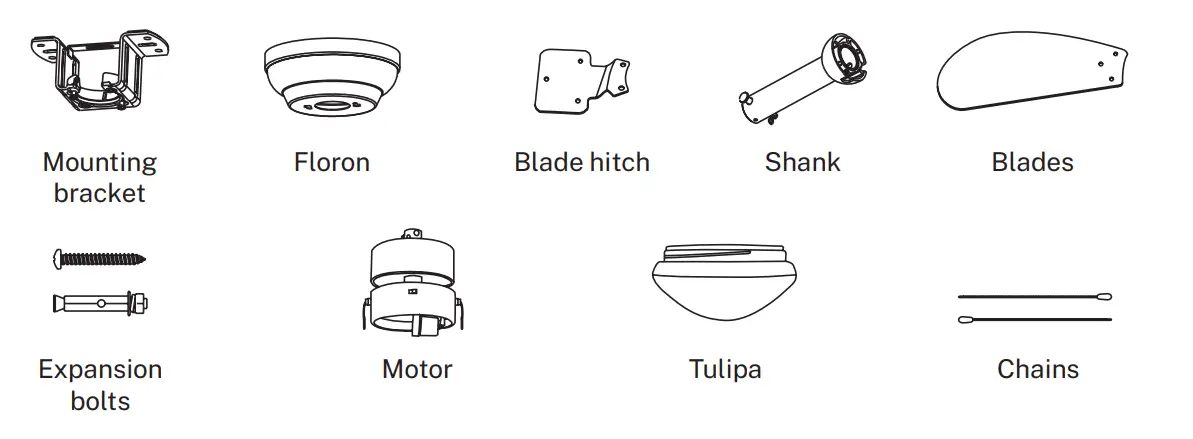 CREATE WINDLIGHT EASY SilentCeiling Fan -LIST OF PARTS