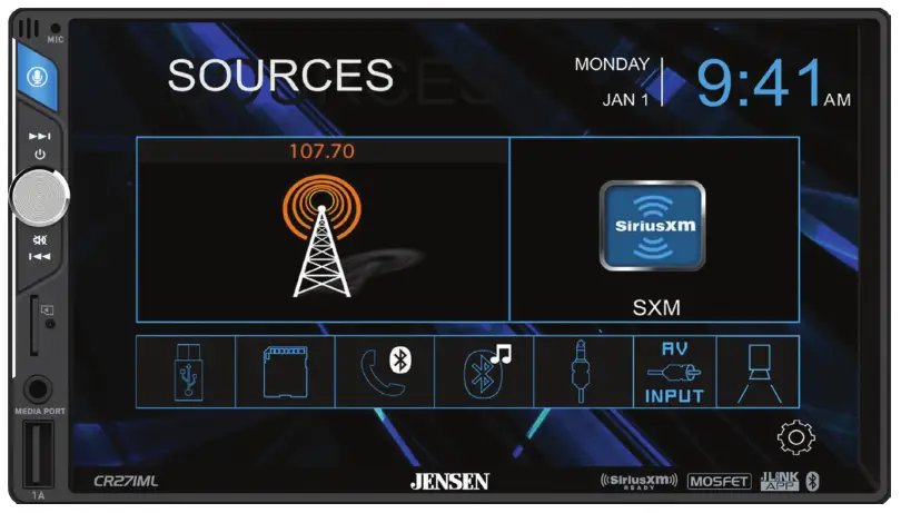 JENSEN CR271ML 7” Capacitive Touch Screen Multimedia Mechless - 1