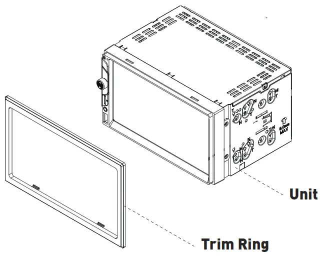 JENSEN CR271ML 7” Capacitive Touch Screen Multimedia Mechless - Typical ISO-DIN Installation
