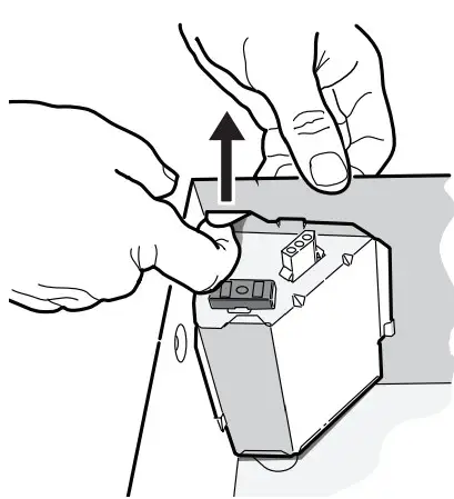 Remove wiring panel
from fan housing