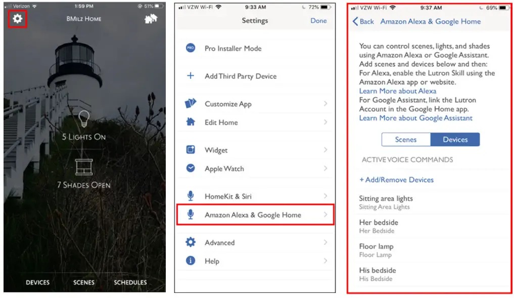782 HomeWorks with Lutron App - Google Home Devices