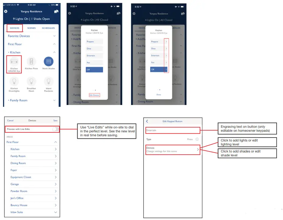 782 HomeWorks with Lutron App - editing mode
