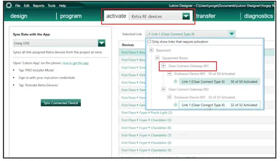 782 HomeWorks with Lutron App - select the Clear Connect Gateway