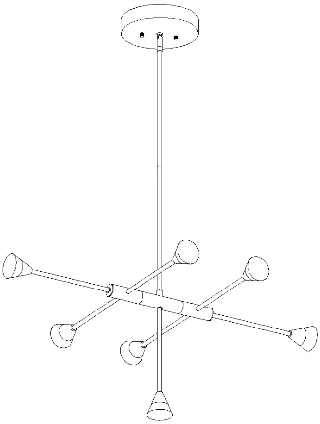 ZEVNI A04642 Benet 7-Light Black-Gold Modern-Contemporary Chandelier User Manual