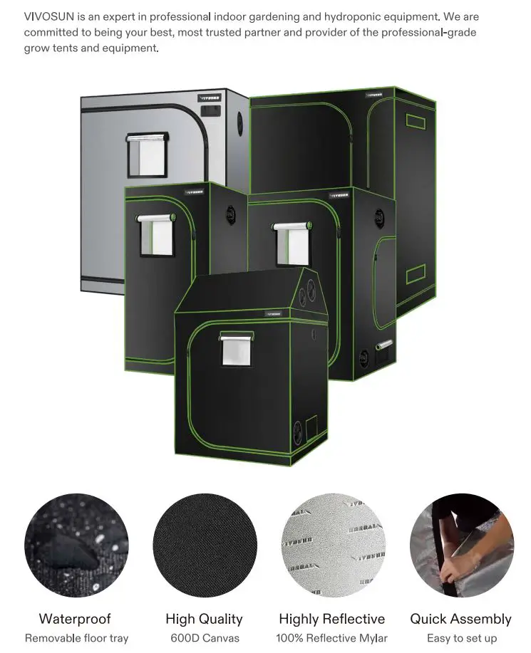 VIVOSUN 96x96x80 Inch Grow Tent Instruction Manual - Grow Tent Collection