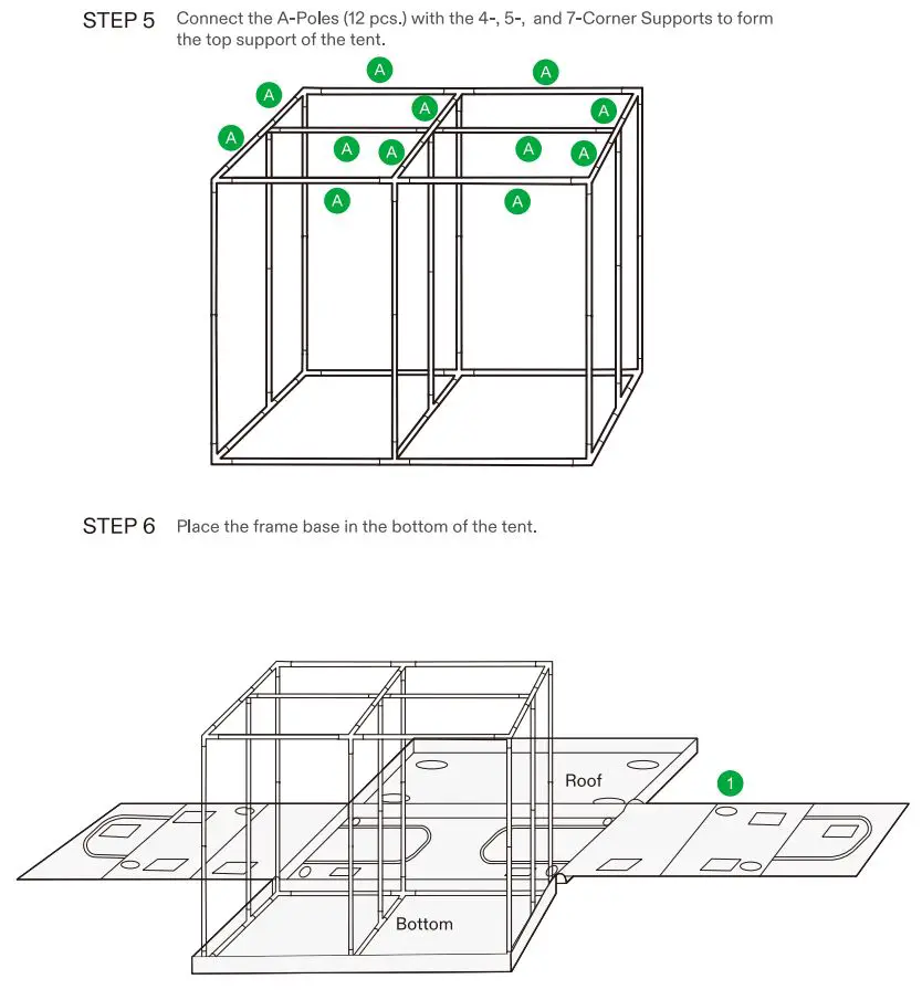 VIVOSUN 96x96x80 Inch Grow Tent Instruction Manual - Tent Setup