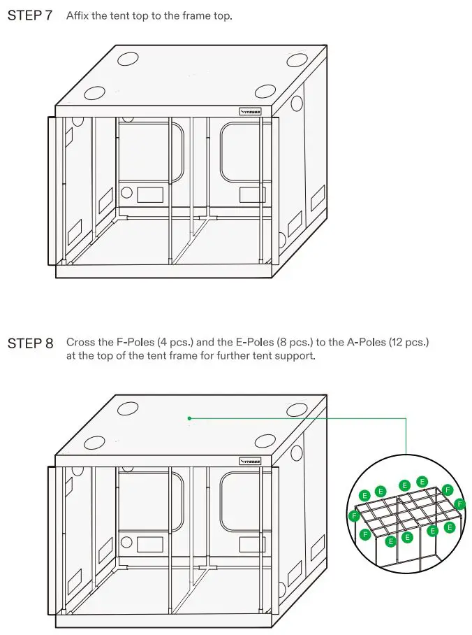 VIVOSUN 96x96x80 Inch Grow Tent Instruction Manual - Tent Setup