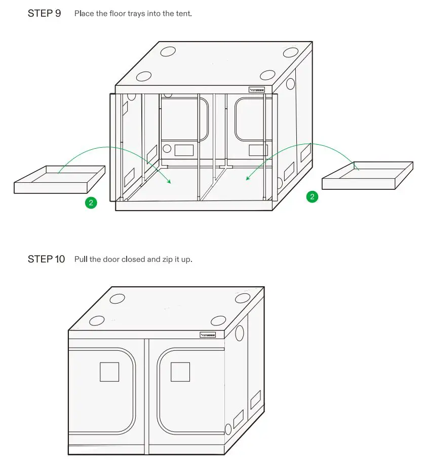 VIVOSUN 96x96x80 Inch Grow Tent Instruction Manual - Tent Setup