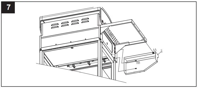 THE HOME DEPOT GXY410 4-Burner LP Gas Grill With Side Burner Instruction Manual - Assemble the M6x12mm to the the left front panel