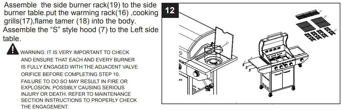 THE HOME DEPOT GXY410 4-Burner LP Gas Grill With Side Burner Instruction Manual - Assemble the side valve and knob base