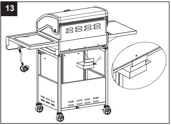 THE HOME DEPOT GXY410 4-Burner LP Gas Grill With Side Burner Instruction Manual - Attach the grease box