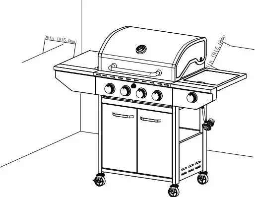 THE HOME DEPOT GXY410 4-Burner LP Gas Grill With Side Burner Instruction Manual - Do not place the grill under overhead