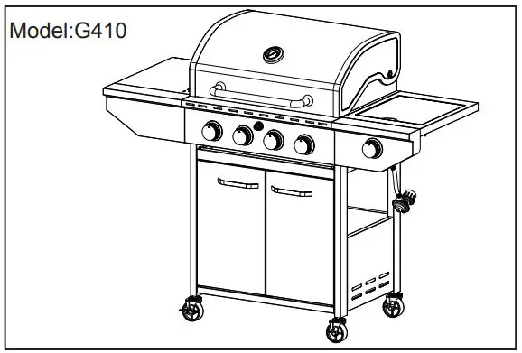 THE HOME DEPOT GXY410 4-Burner LP Gas Grill With Side Burner Instruction Manual - Finish