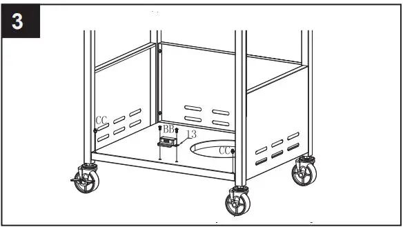 THE HOME DEPOT GXY410 4-Burner LP Gas Grill With Side Burner Instruction Manual - First assemble the Door post