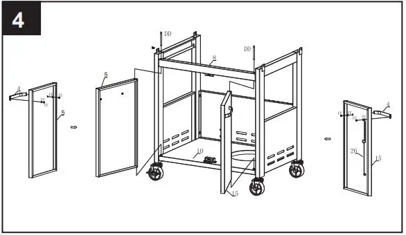THE HOME DEPOT GXY410 4-Burner LP Gas Grill With Side Burner Instruction Manual - First assemble the Handle