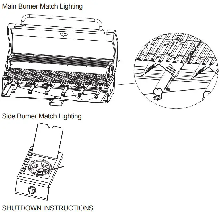 THE HOME DEPOT GXY410 4-Burner LP Gas Grill With Side Burner Instruction Manual - LIGHTING THE GRILL WITH A MATCH