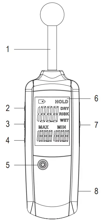 VOLTCRAFT 2633257 MF100 Moisture Meter - Front panel