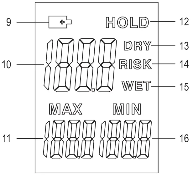 VOLTCRAFT 2633257 MF100 Moisture Meter - LCD panel