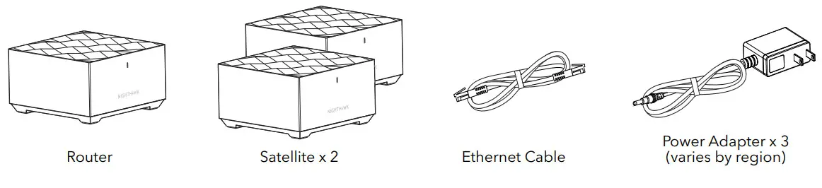 NETGEAR Nighthawk Mesh WiFi 6 System MK63 - Contents