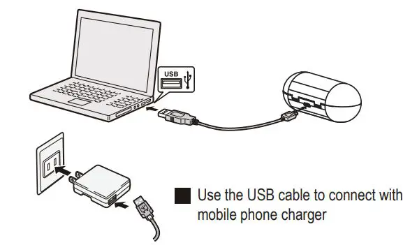 TWS Bluetooth Headset BS228GB User Manual - Use the USB cable to connect with computer