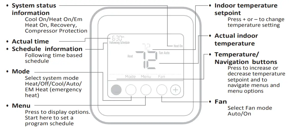 Honeywell T4 Pro Programmable Thermostat - Thermostat controls