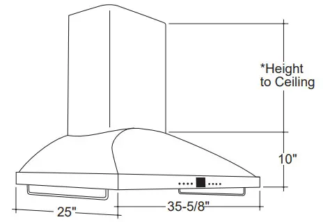 MONOGRAM ZV950 36-Inch Stainless Steel Vent - DIMENSIONS