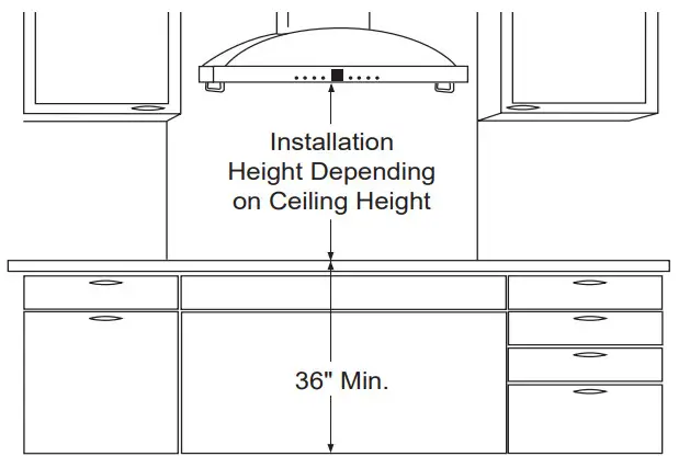 MONOGRAM ZV950 36-Inch Stainless Steel Vent - height