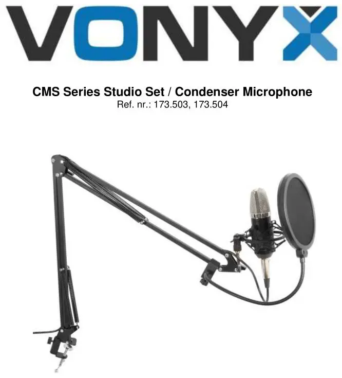 VONYX CMS Series Studio Set or Condenser Microphone Instruction Manual