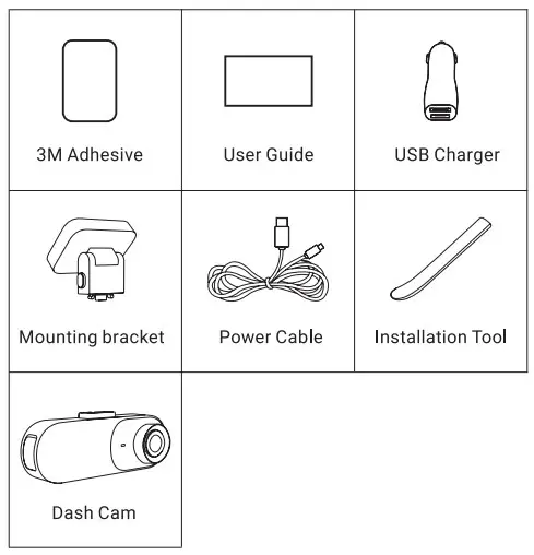 DDPAI N3 Dash Cam User - PACKAGE CONTENTS
