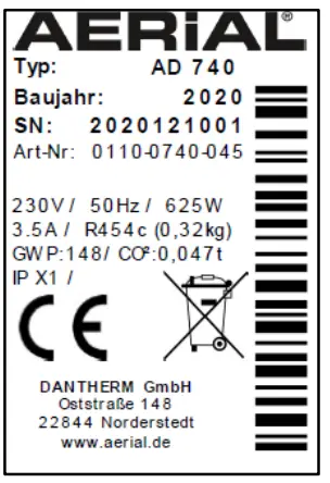 AERIAL AD 740 Dehumidifier - 7