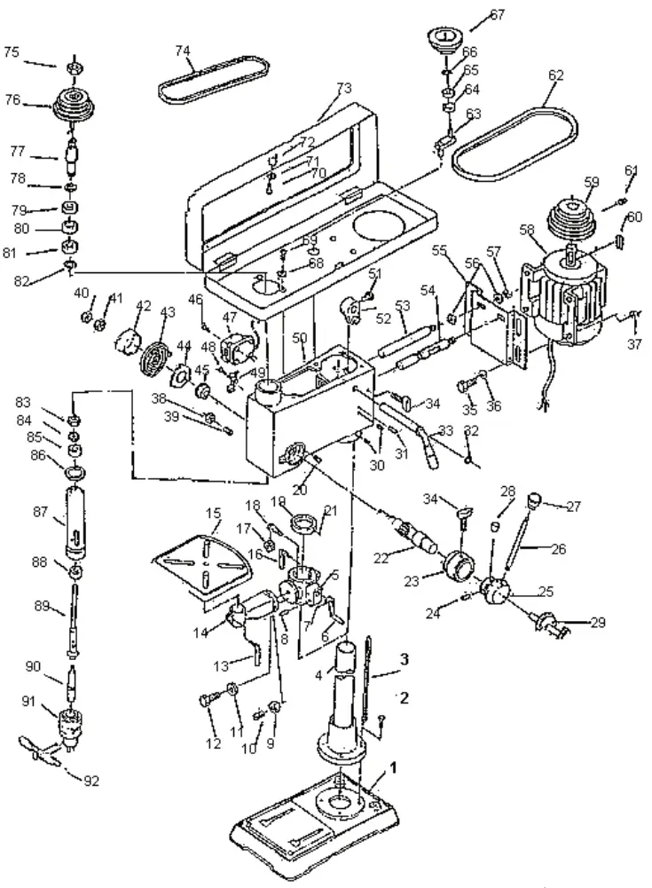 GUDE GTB13 BENCH DRILL - View Drawing