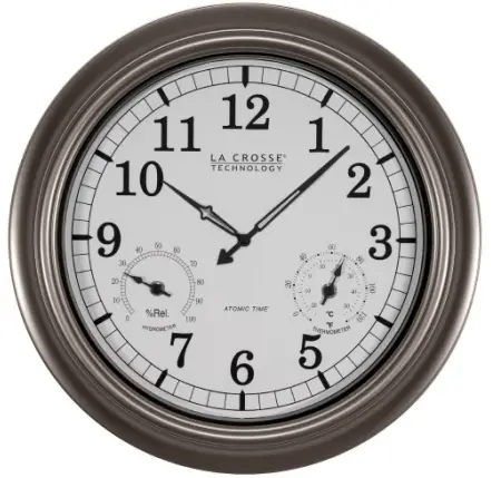 LA CROSSE TECHNOLOGY 404-1946 18 Inch Outdoor Atomic Wall Clock-PROD